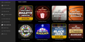 table games draft kings