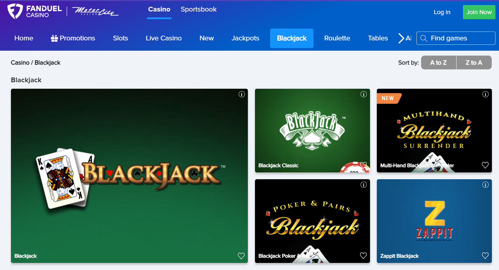blackjack fanduel